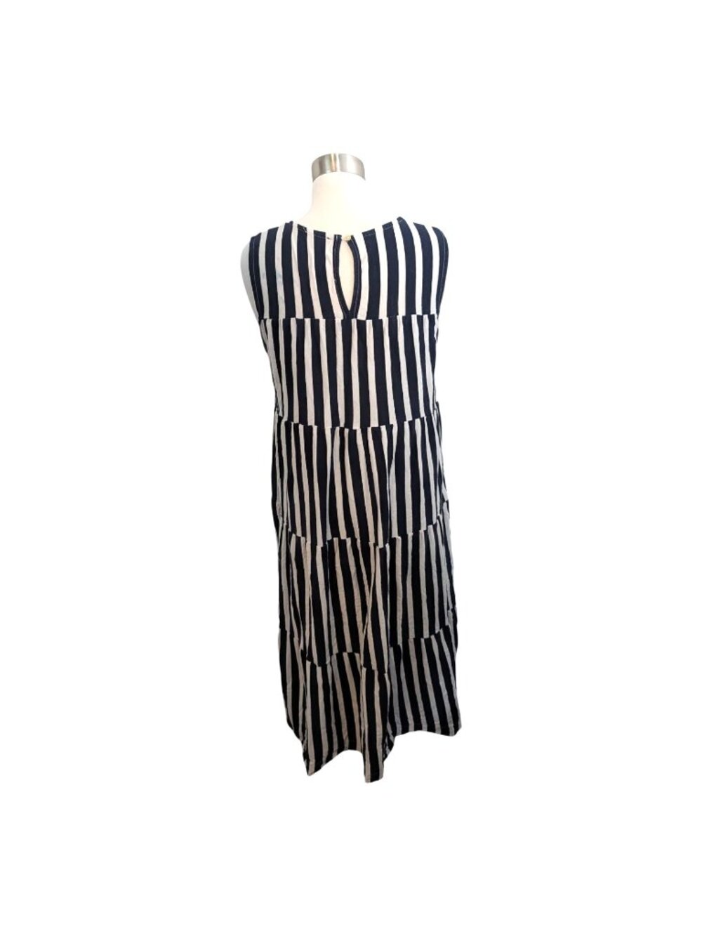 J.Crew Tiered Striped Cotton Maxi Dress Navy & Ivory Tiered Tank L Nautical Beac - Picture 5 of 13